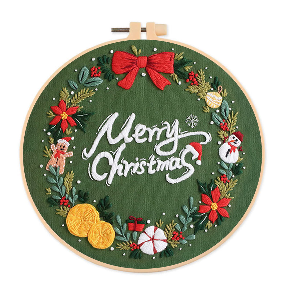 Rubbyoo Embroidery Kit-Snowman Gingerbread Man Wreath  - image 0