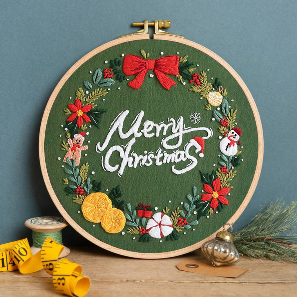 Rubbyoo Embroidery Kit-Snowman Gingerbread Man Wreath  - image 2