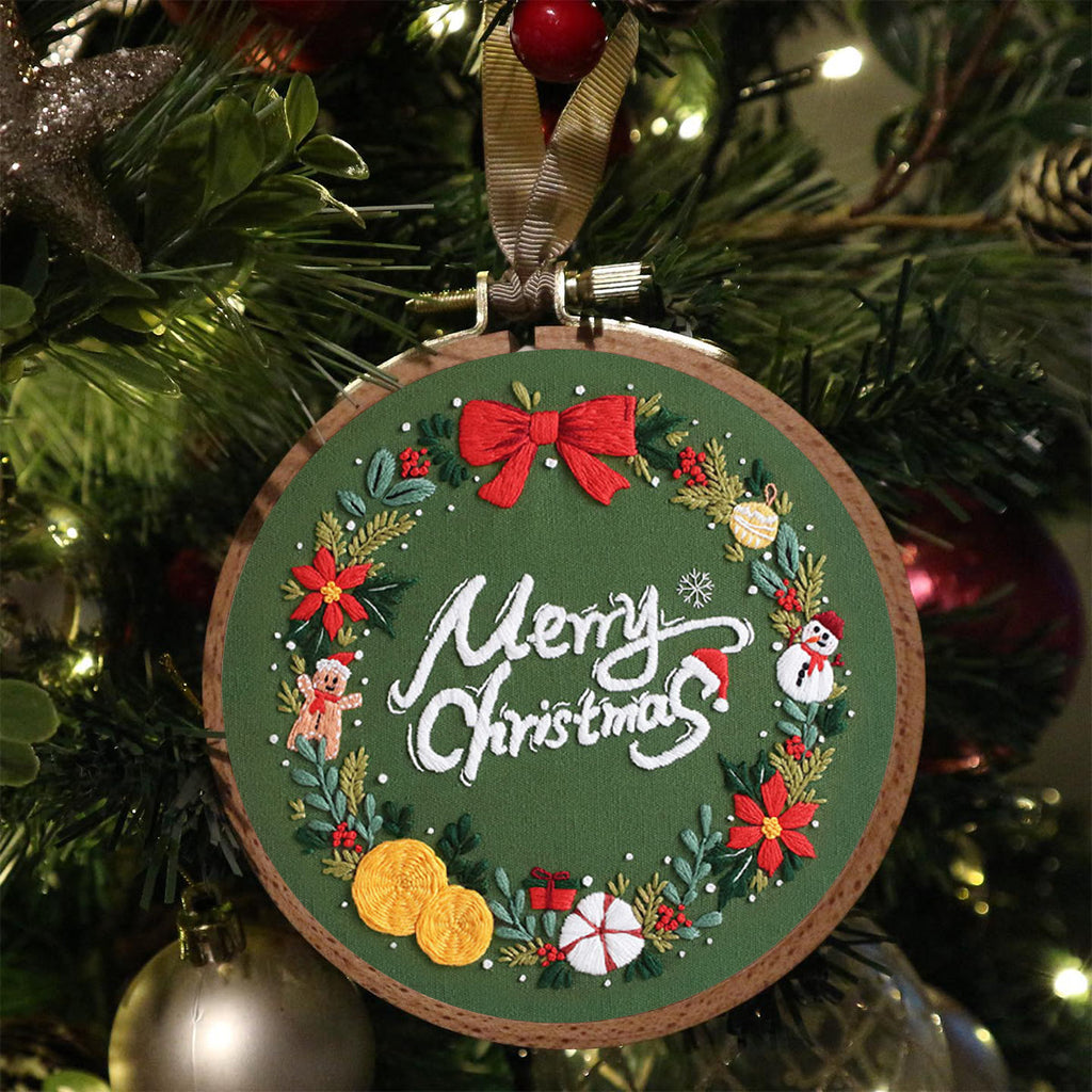 Rubbyoo Embroidery Kit-Snowman Gingerbread Man Wreath  - image 4