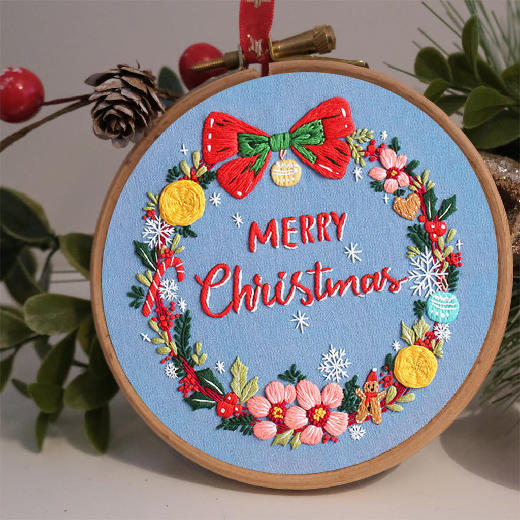 Rubbyoo Embroidery Kit-Christmas Wreath - Blue - image 1