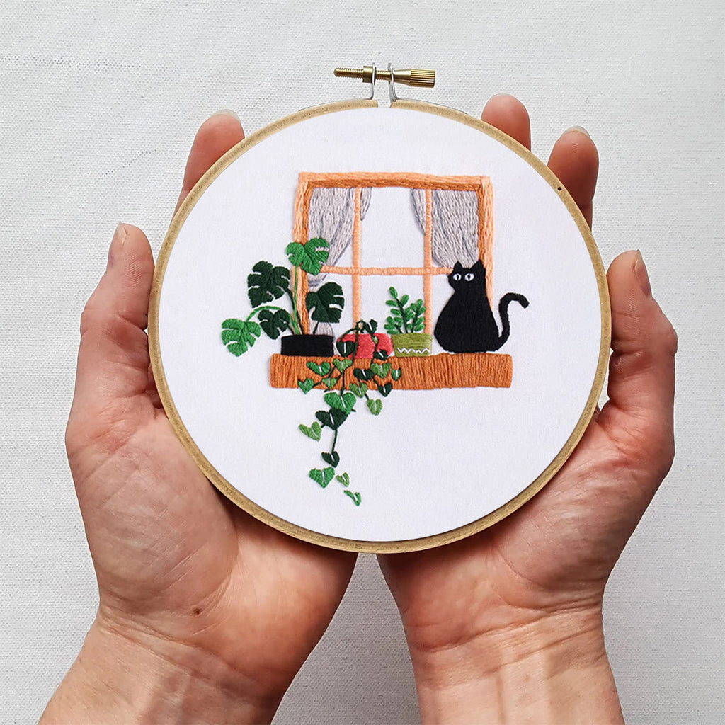 Rubbyoo Embroidery Kit- Black cat on the windowsill - image 4