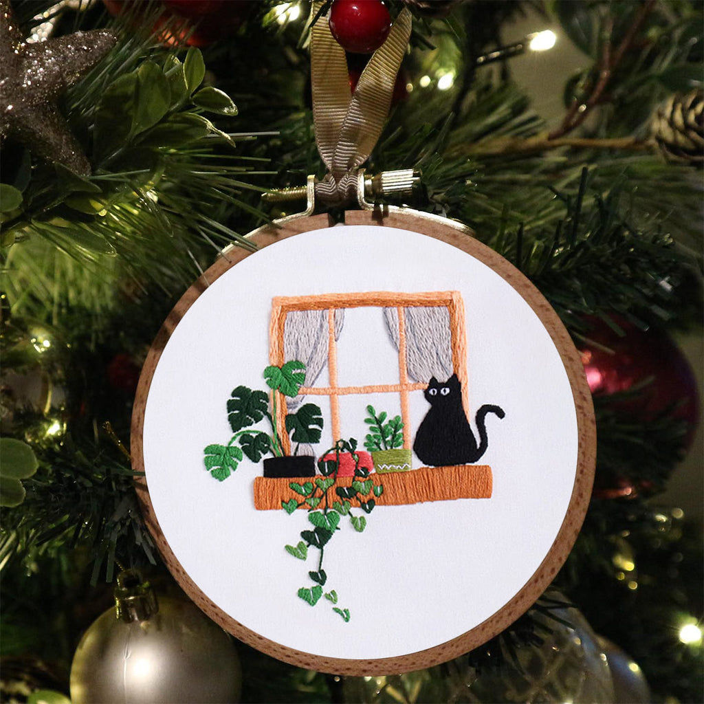 Rubbyoo Embroidery Kit- Black cat on the windowsill - image 3