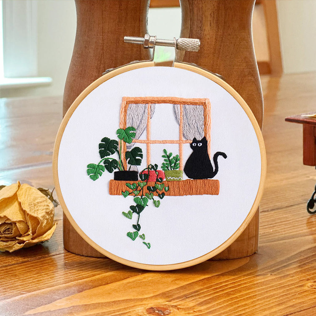 Rubbyoo Embroidery Kit- Black cat on the windowsill - image 6