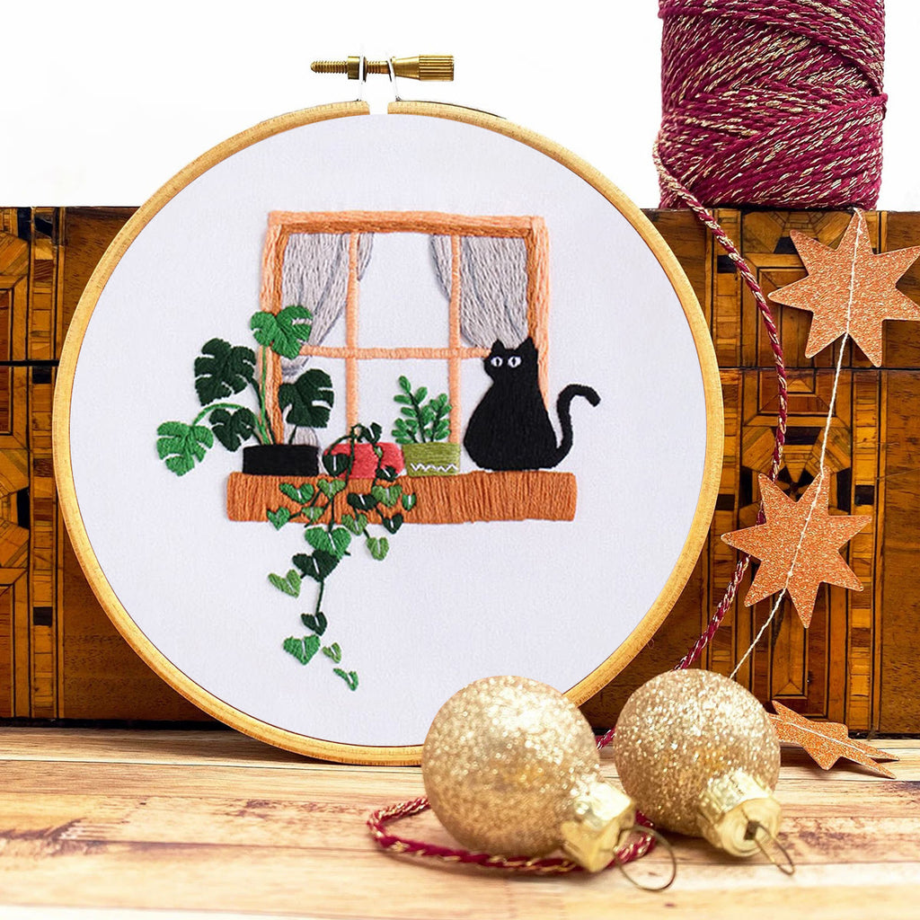 Rubbyoo Embroidery Kit- Black cat on the windowsill - image 8