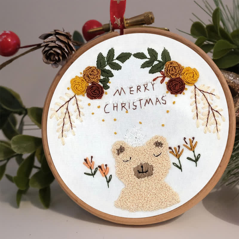 Rubbyoo Embroidery Kit - Cute Christmas Bear Gift   - image 1