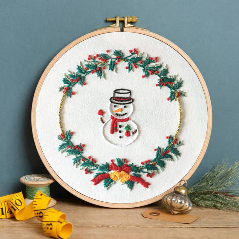 Rubbyoo Embroidery Kit - Christmas Snowman Wreath  - image 2