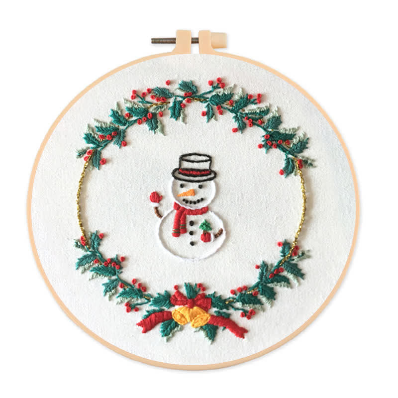 Rubbyoo Embroidery Kit - Christmas Snowman Wreath  - image 0