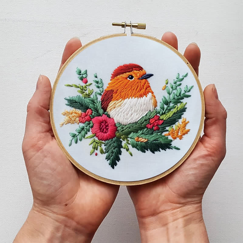 Rubbyoo Embroidery Kit - A little Robin I made for the Christmas - image 1