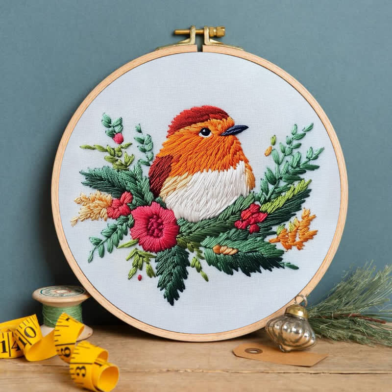 Rubbyoo Embroidery Kit - A little Robin I made for the Christmas - image 5