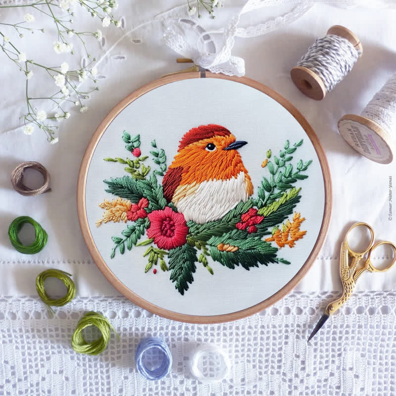 Rubbyoo Embroidery Kit - A little Robin I made for the Christmas - image 7