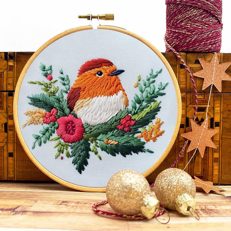 Rubbyoo Embroidery Kit - A little Robin I made for the Christmas - image 8