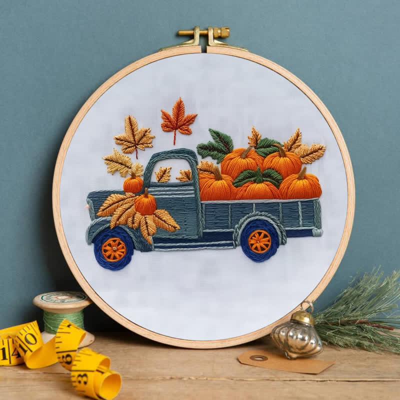 Rubbyoo Embroidery Kit - Vintage Truck Farmstand - image 1