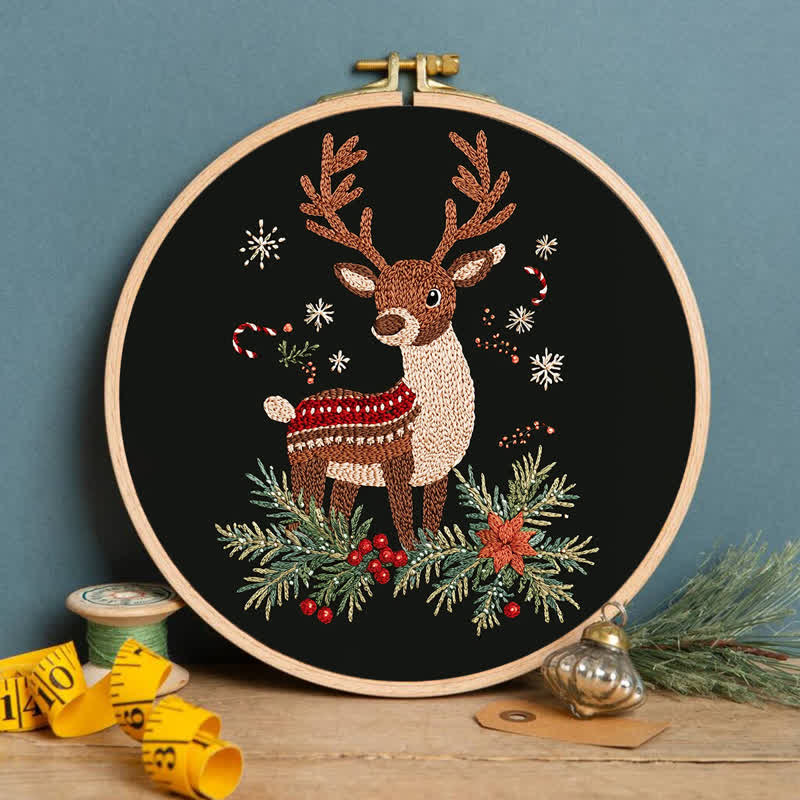 Rubbyoo Embroidery Kit - Winter White-Tailed Fawn - image 2