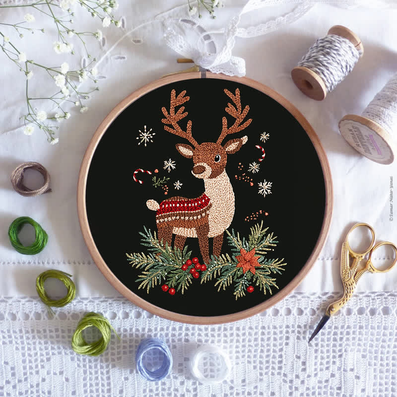 Rubbyoo Embroidery Kit - Winter White-Tailed Fawn - image 7