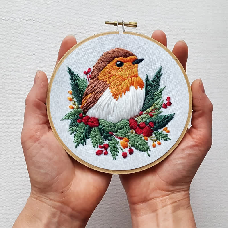 Rubbyoo Embroidery Kit - Winter Robin - image 6