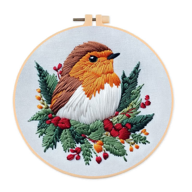 Rubbyoo Embroidery Kit - Winter Robin - 20*20cm - image 0