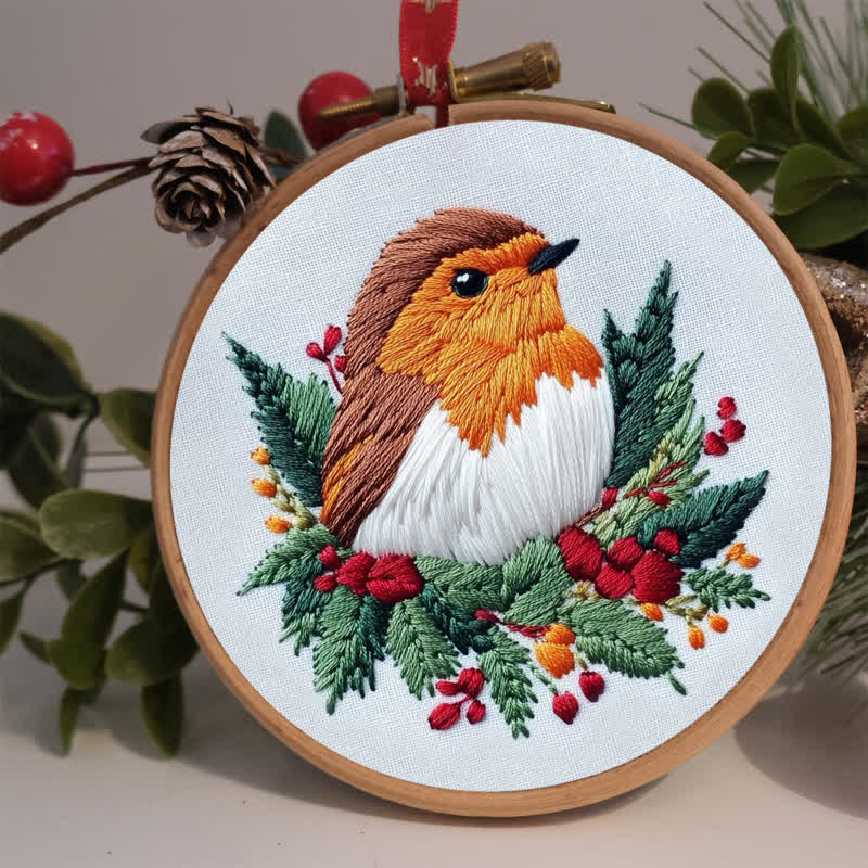 Rubbyoo Embroidery Kit - Winter Robin - image 2