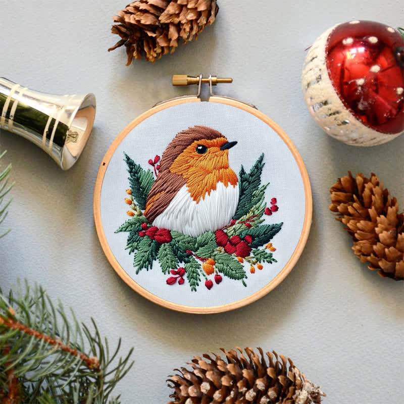 Rubbyoo Embroidery Kit - Winter Robin - image 4