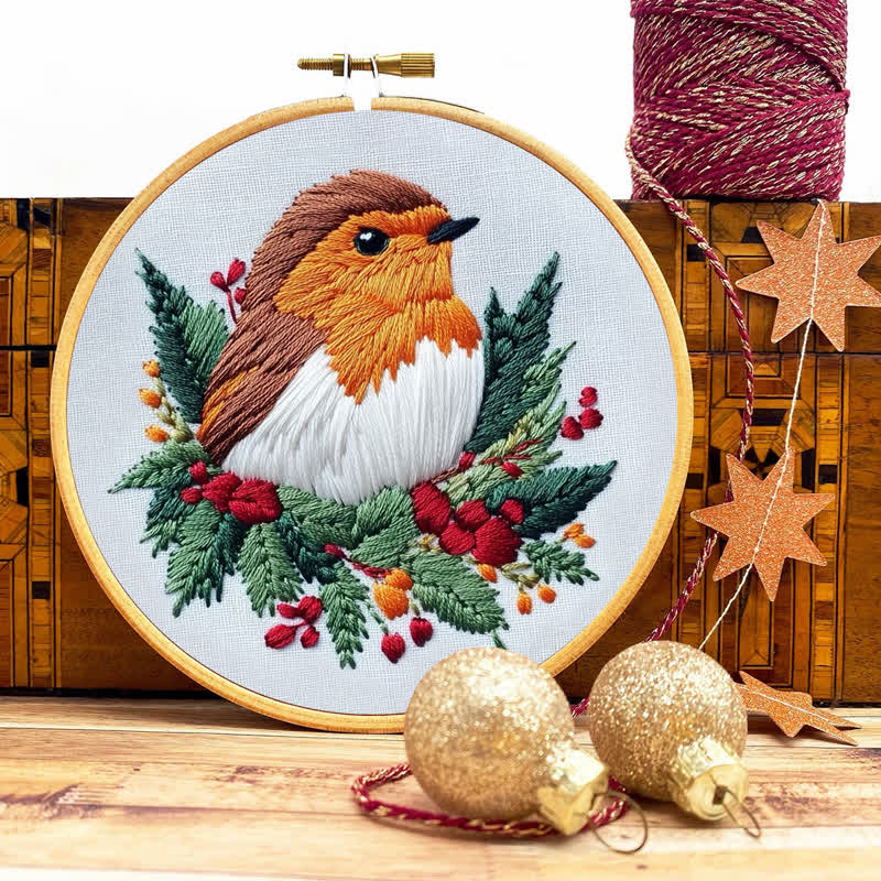 Rubbyoo Embroidery Kit - Winter Robin - image 8