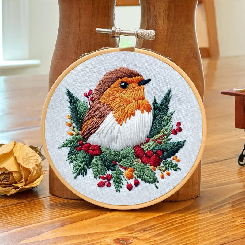 Rubbyoo Embroidery Kit - Winter Robin - image 7