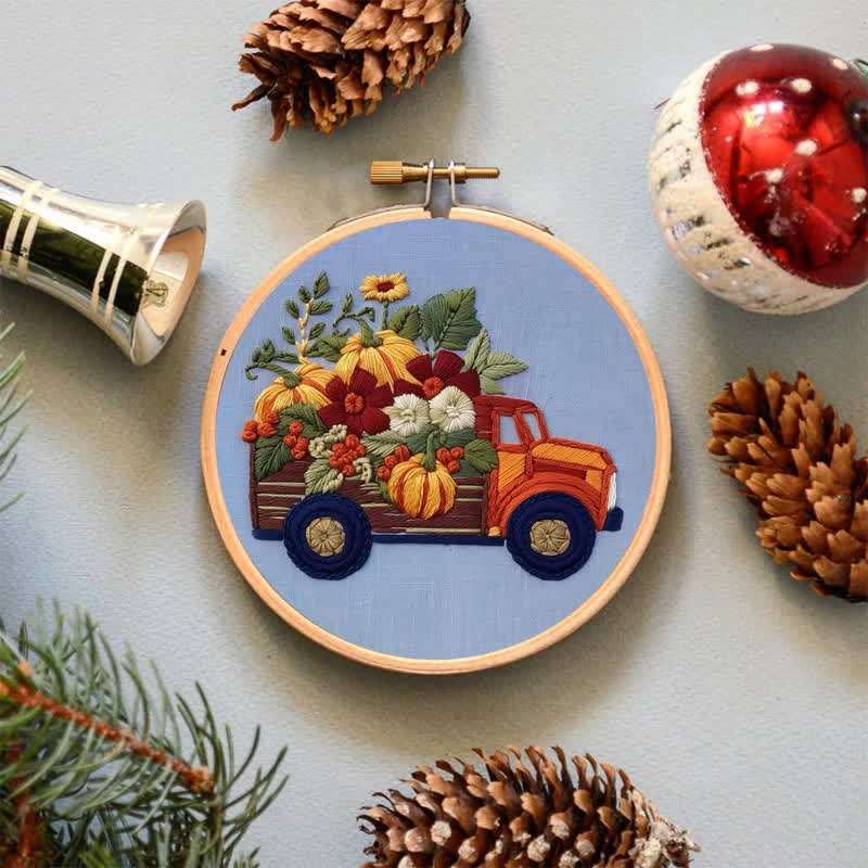 Rubbyoo Embroidery Kit - Truck and Pumpkins - image 3