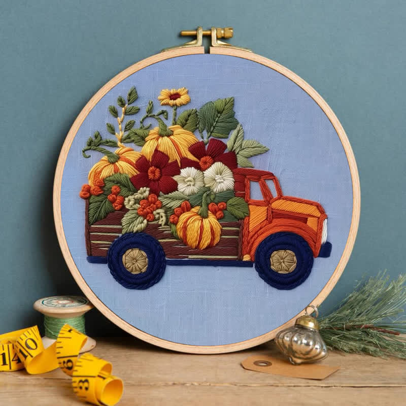 Rubbyoo Embroidery Kit - Truck and Pumpkins - image 2