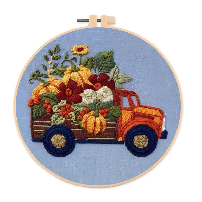 Rubbyoo Embroidery Kit - Truck and Pumpkins - image 0