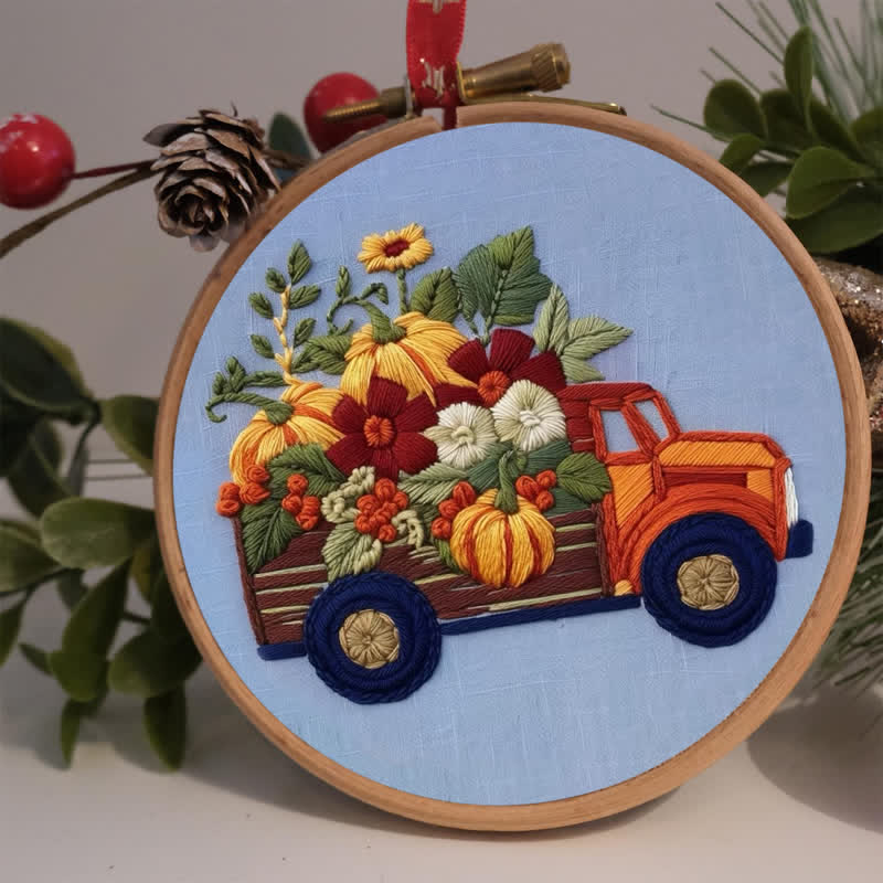 Rubbyoo Embroidery Kit - Truck and Pumpkins - image 1