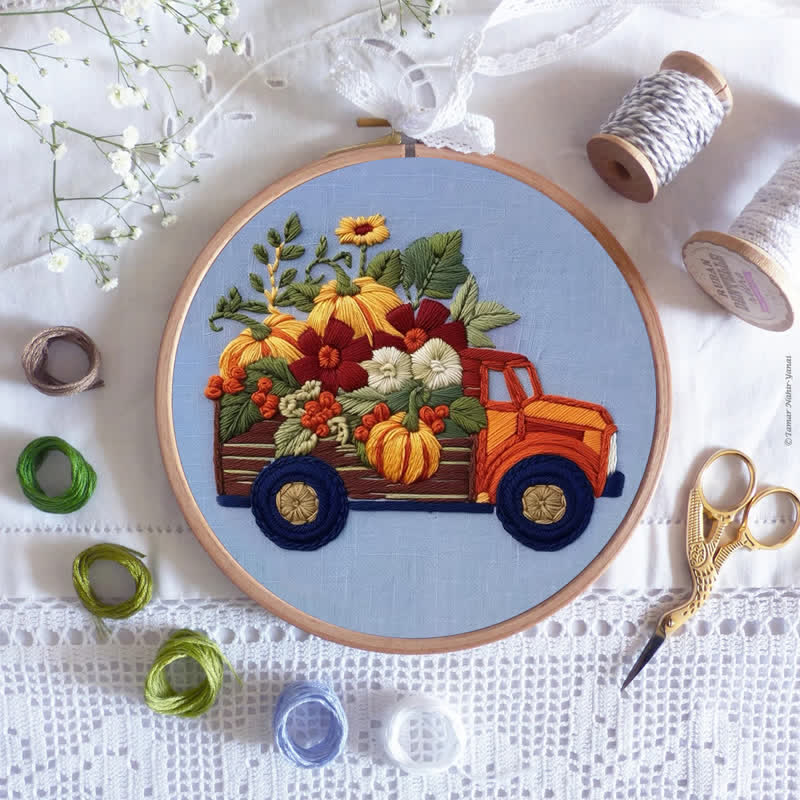Rubbyoo Embroidery Kit - Truck and Pumpkins - image 7