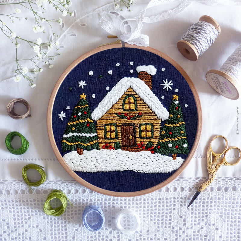 Rubbyoo Embroidery Kit -Art Winter Cottage - image 7