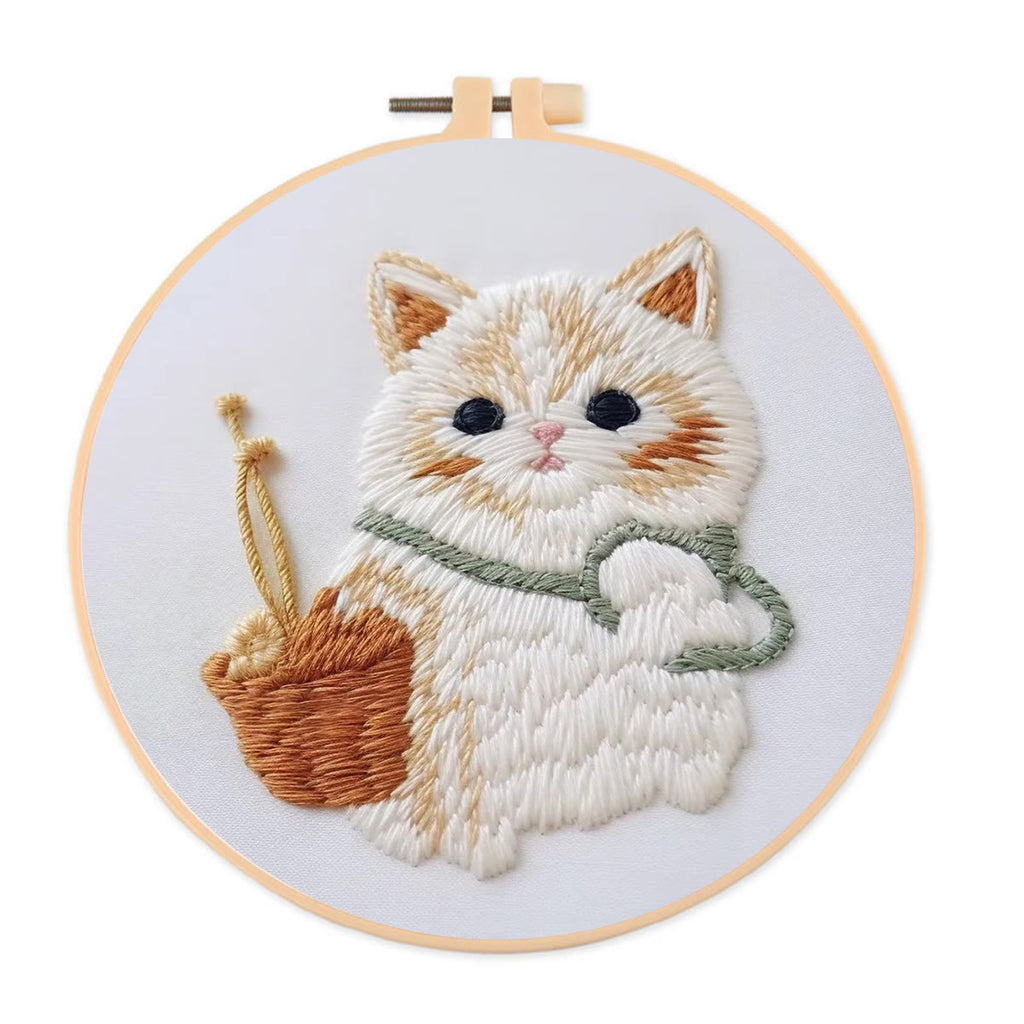 Rubbyoo Embroidery Kit - Basket Cat - 20*20cm - image 0