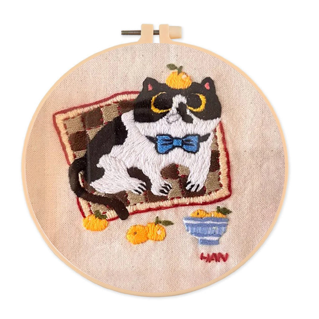 Rubbyoo Embroidery Kit - Black&White Cat - 20*20cm - image 0