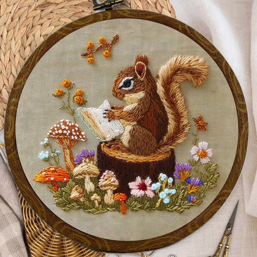 Rubbyoo Embroidery Kit -  Big Reading Squirrel - image 2