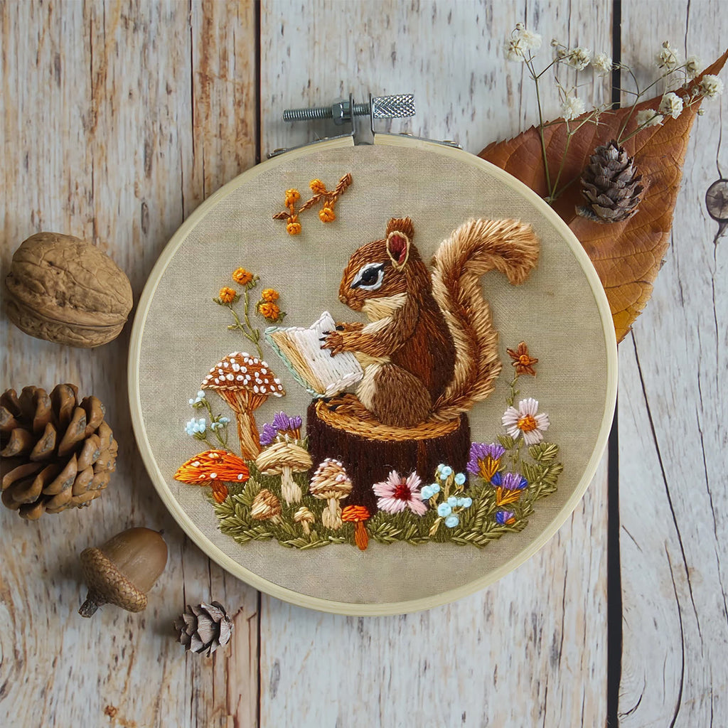 Rubbyoo Embroidery Kit -  Big Reading Squirrel - image 1
