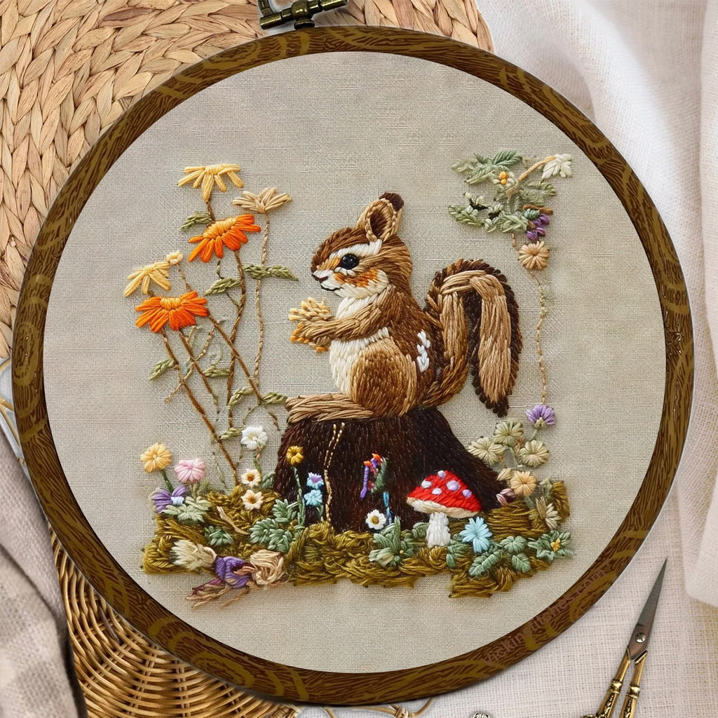 Rubbyoo Embroidery Kit -  Left Bushes  Squirre - image 2