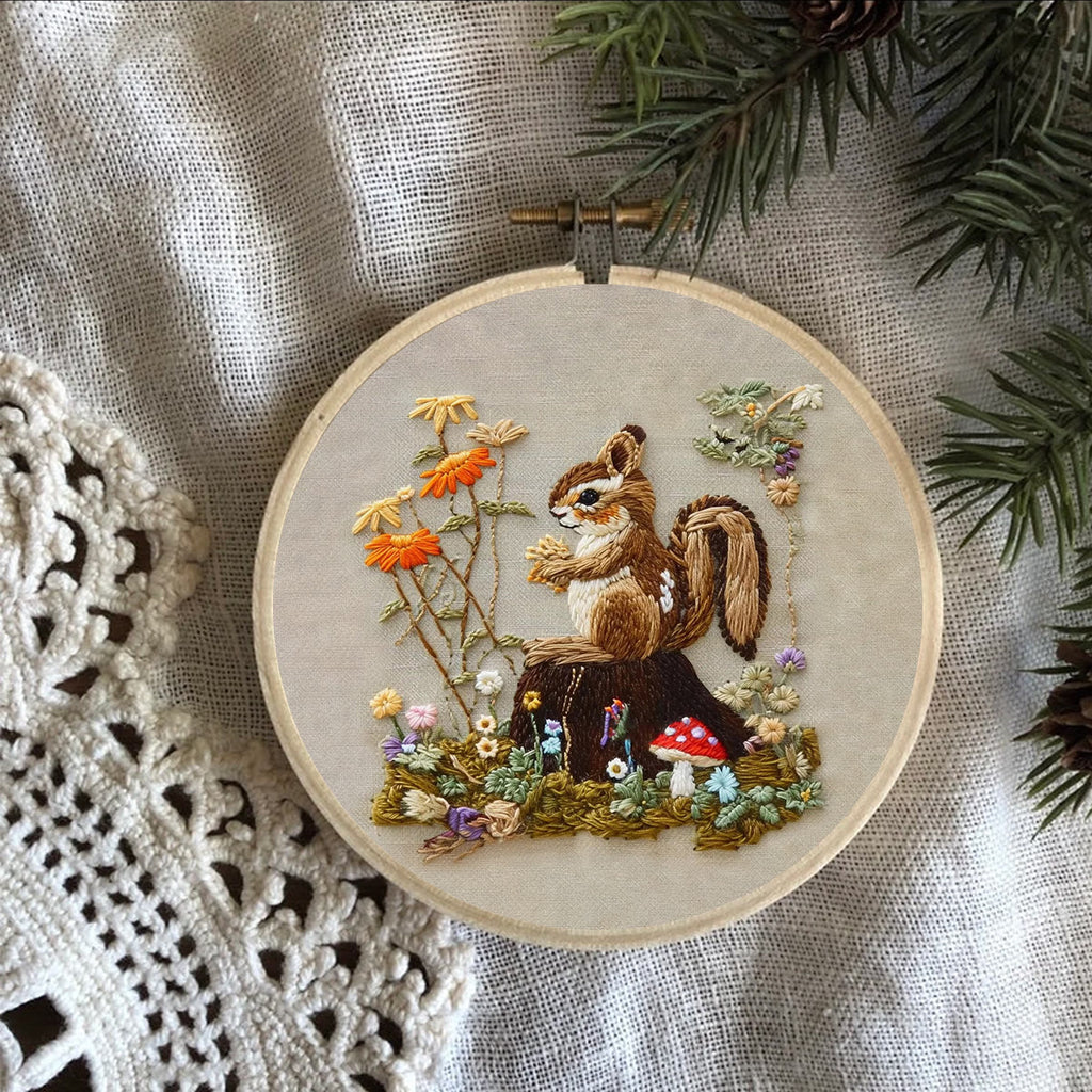 Rubbyoo Embroidery Kit -  Left Bushes  Squirre - image 3