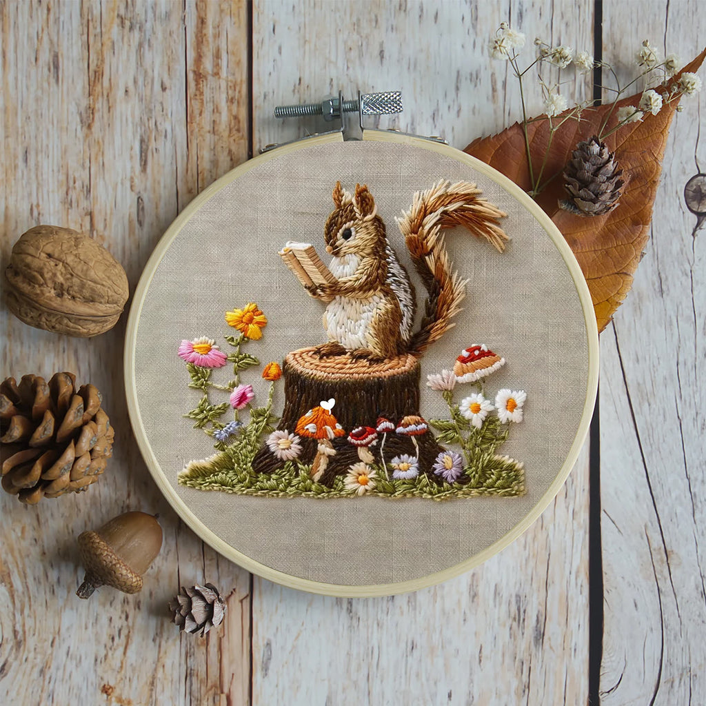 Rubbyoo Embroidery Kit - Small Reading Squirrel - image 1