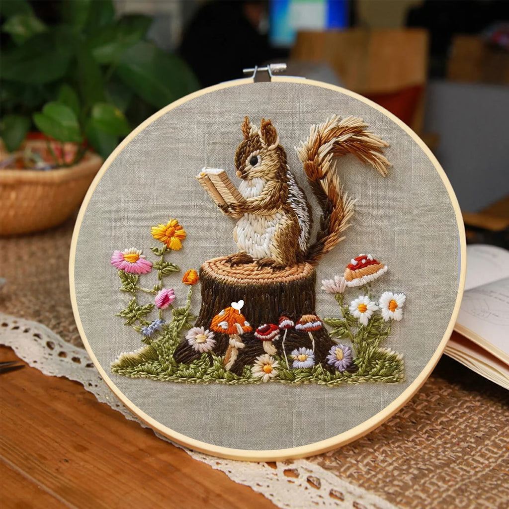 Rubbyoo Embroidery Kit - Small Reading Squirrel - image 6