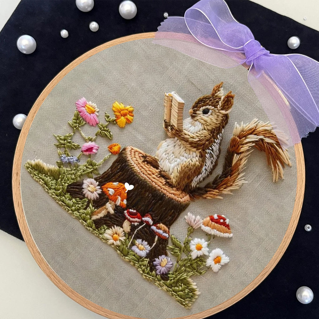 Rubbyoo Embroidery Kit - Small Reading Squirrel - image 7