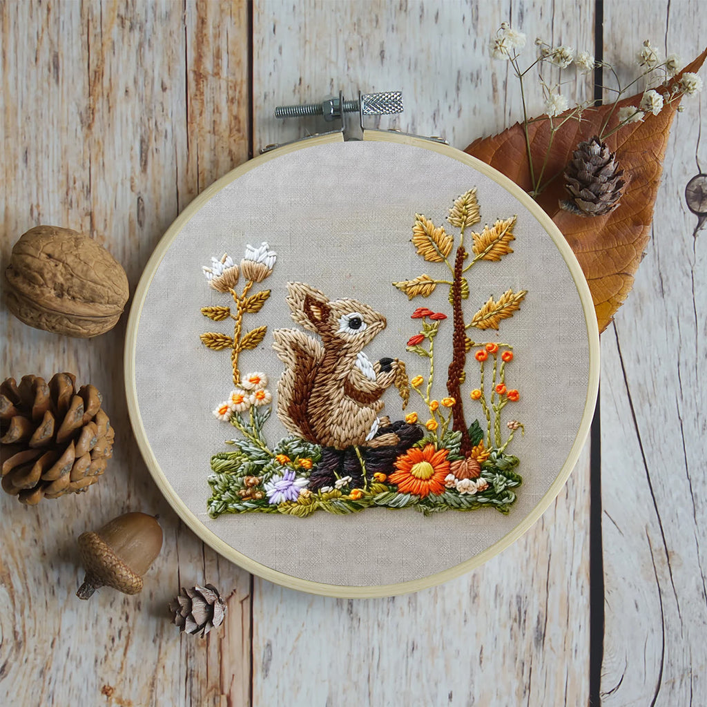Rubbyoo Embroidery Kit -  Right Bushes  Squirrel  - image 1