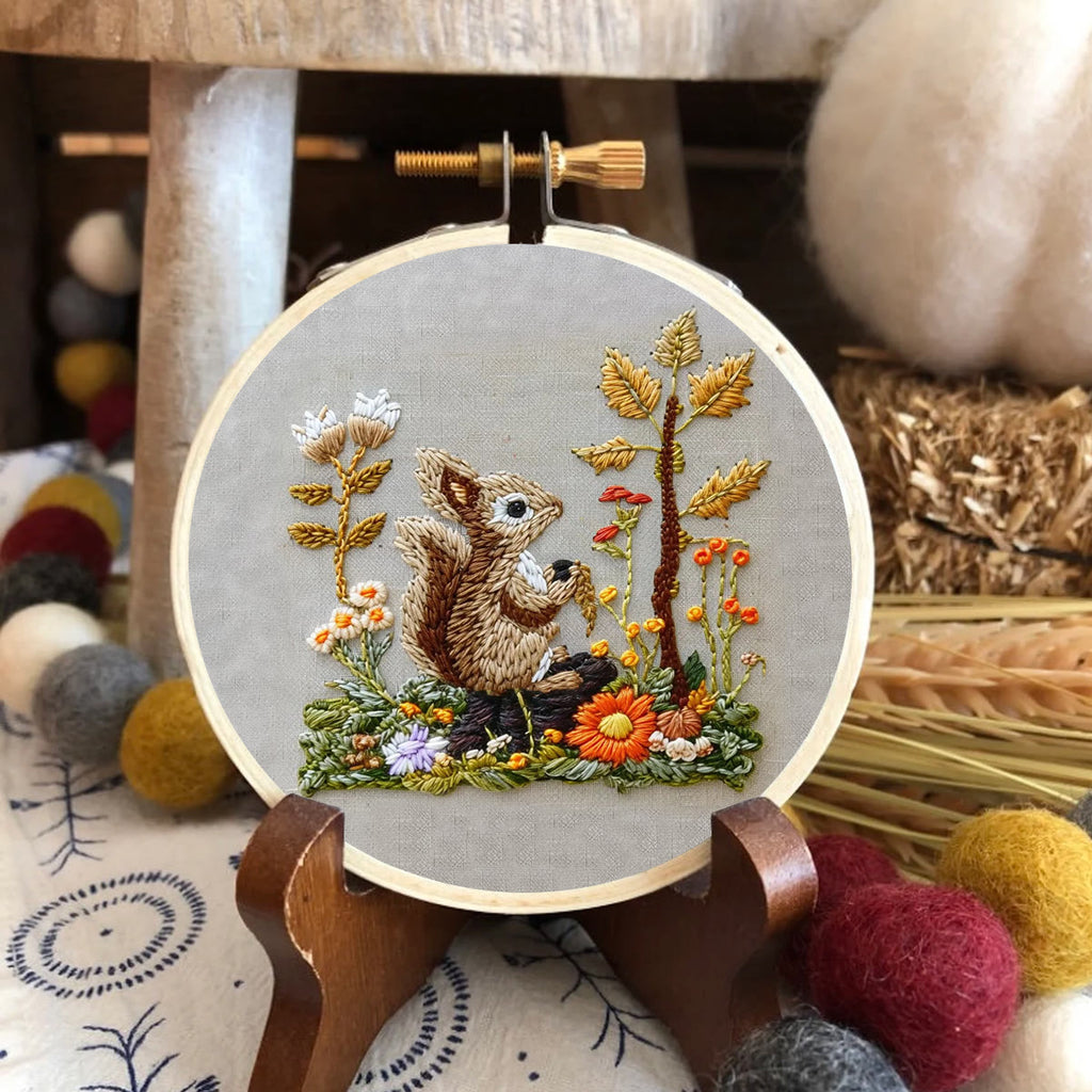 Rubbyoo Embroidery Kit -  Right Bushes  Squirrel  - image 5