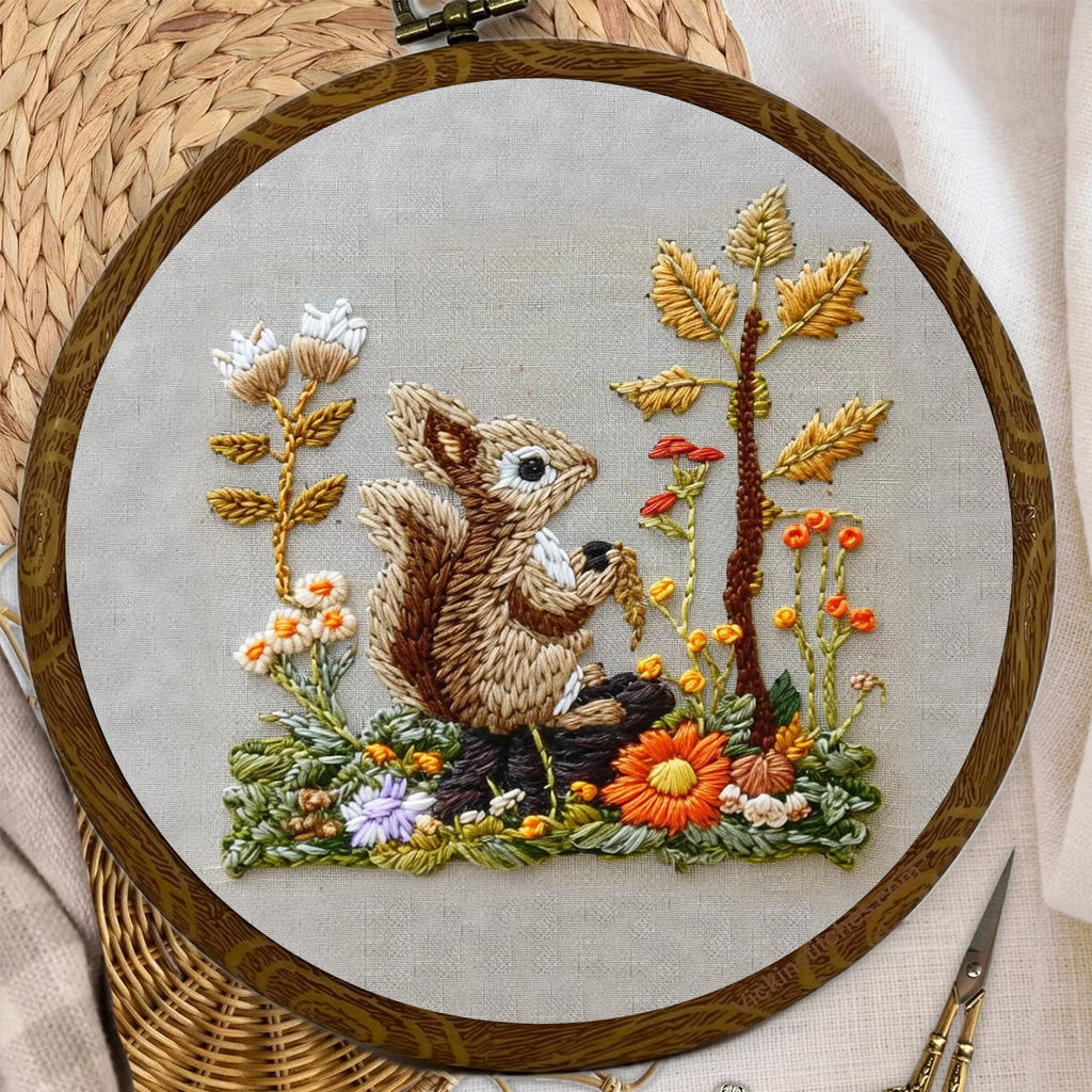 Rubbyoo Embroidery Kit -  Right Bushes  Squirrel  - image 2