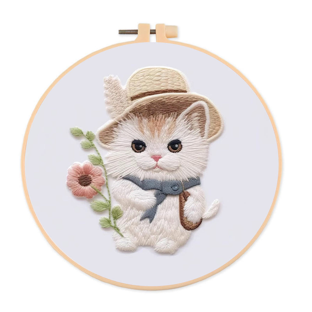 Rubbyoo Embroidery Kit - Flower Hat Cat - 20*20cm - image 0