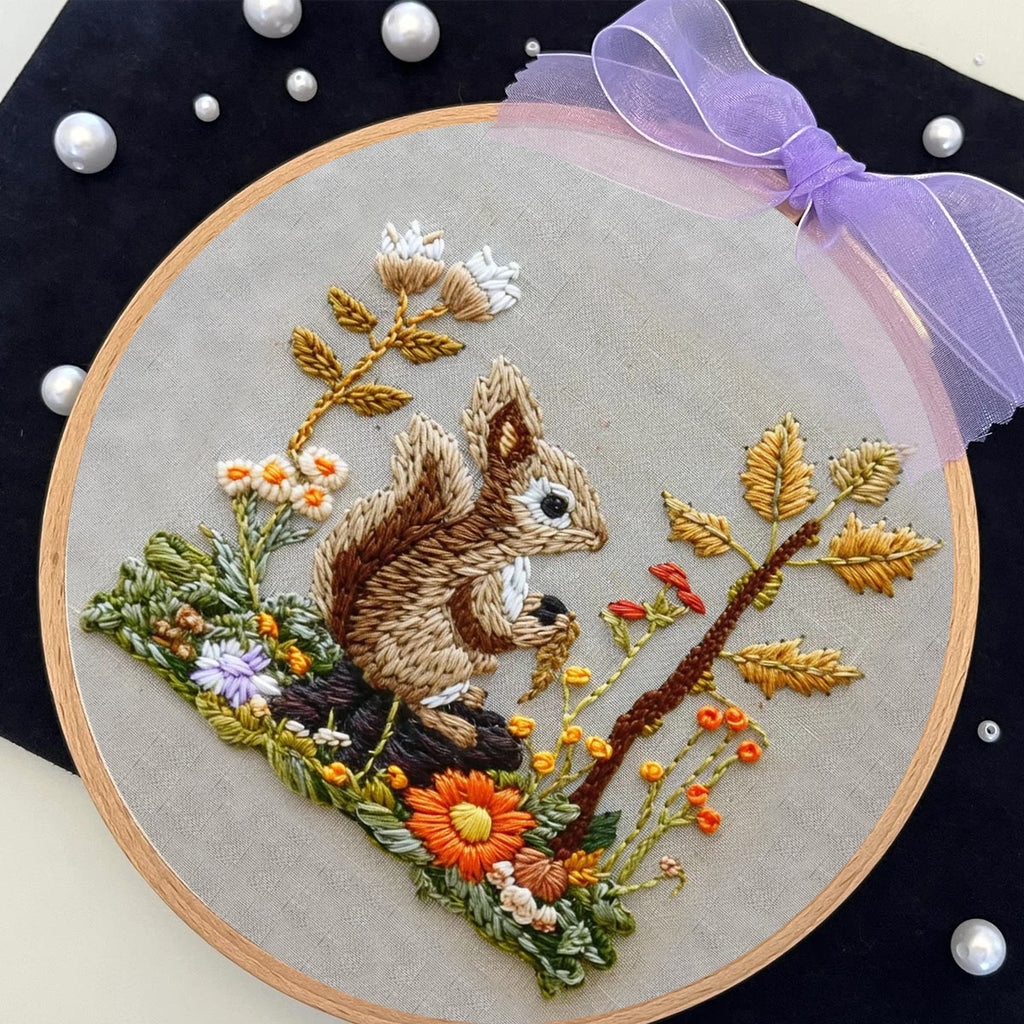 Rubbyoo Embroidery Kit -  Right Bushes  Squirrel  - image 7