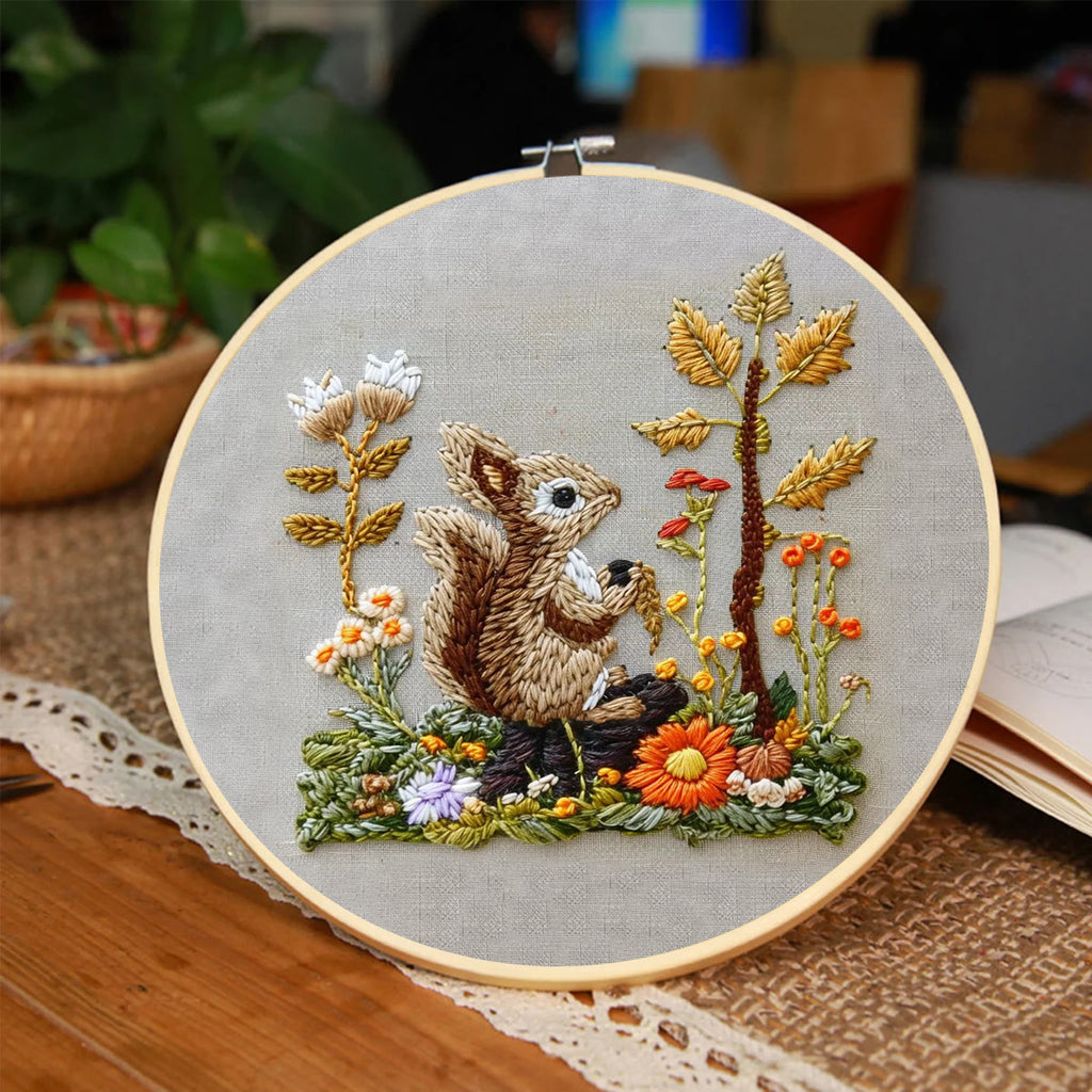 Rubbyoo Embroidery Kit -  Right Bushes  Squirrel  - image 6
