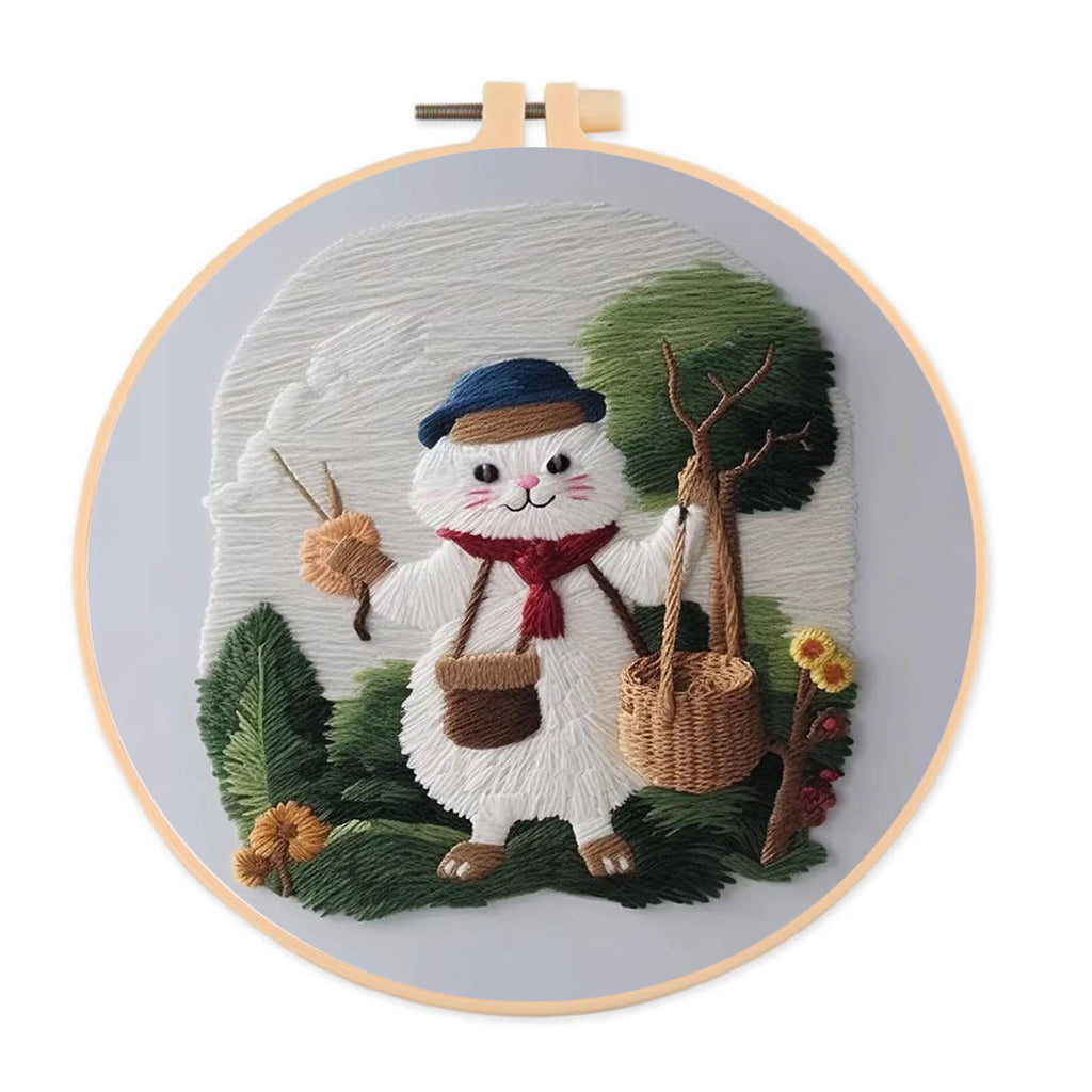 Rubbyoo Embroidery Kit - Forest White Cat - image 0