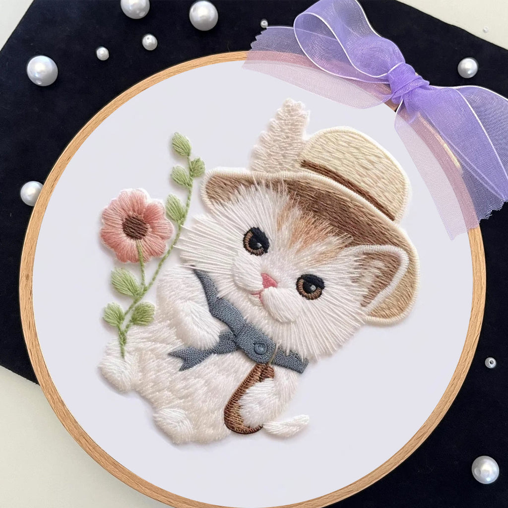 Rubbyoo Embroidery Kit - Flower Hat Cat - image 7