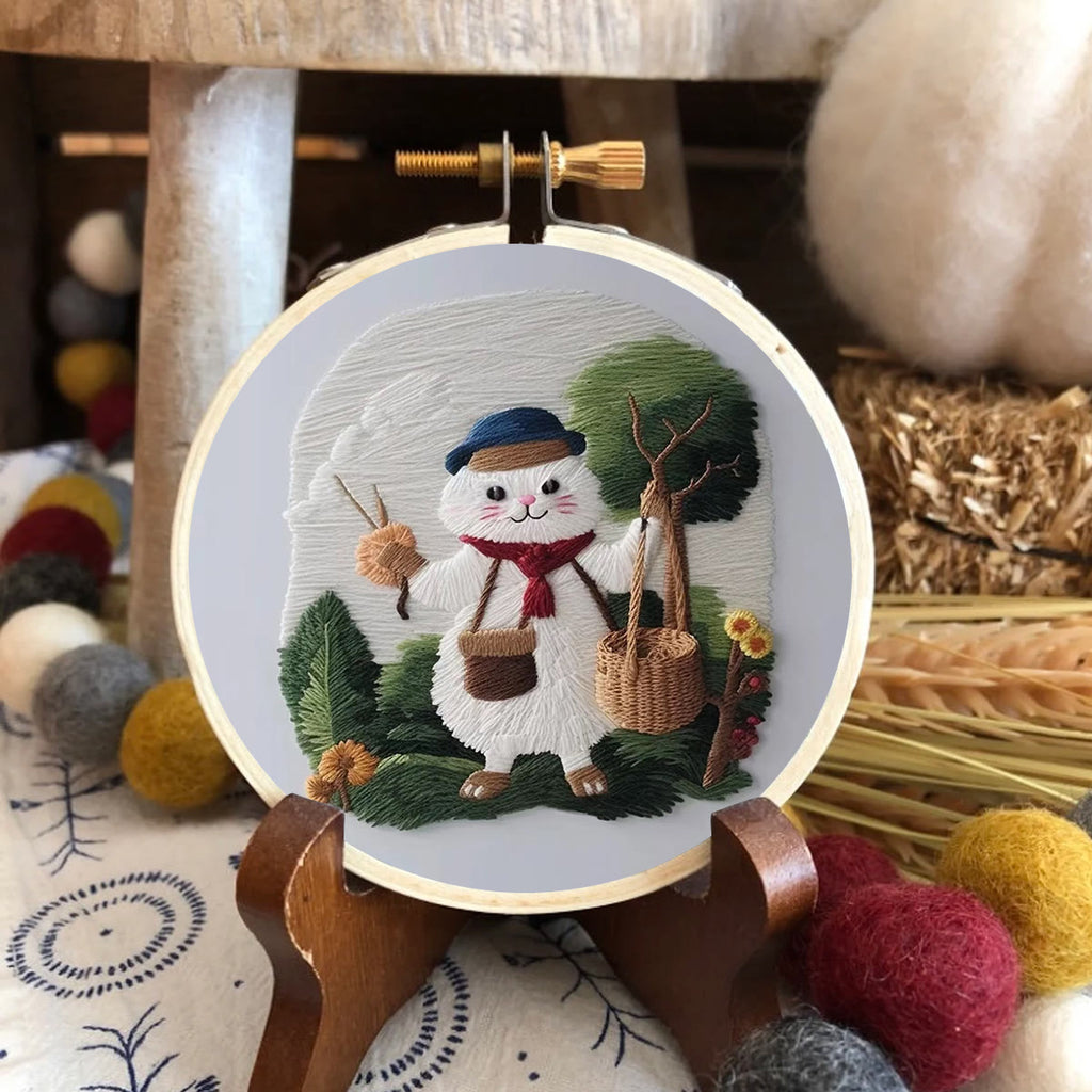 Rubbyoo Embroidery Kit - Forest White Cat - image 5