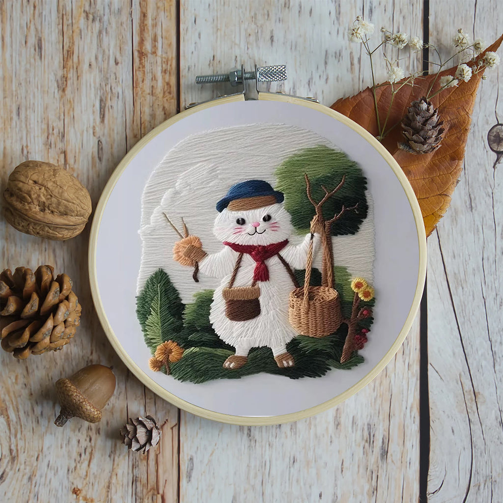 Rubbyoo Embroidery Kit - Forest White Cat - image 1