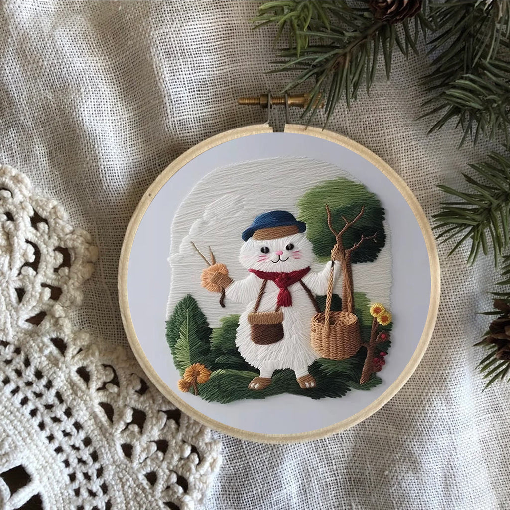 Rubbyoo Embroidery Kit - Forest White Cat - image 3